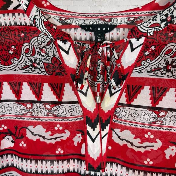 Tribal Brand Long Sleeved Sheer Blouse Sz 1X Womens Lightweight Western Vibe Fun - Picture 3 of 8